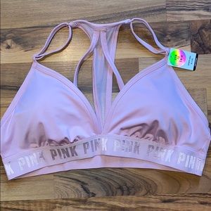 NWT PINK Sport Gym To Swim strappy sports bra XL
